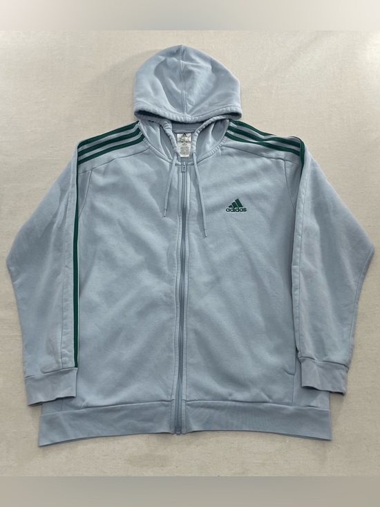adidas Other - Adidas Hoodie Mens L Baby Blue Essentials 3 Stripes Full Zip Fleece Sweatshirt